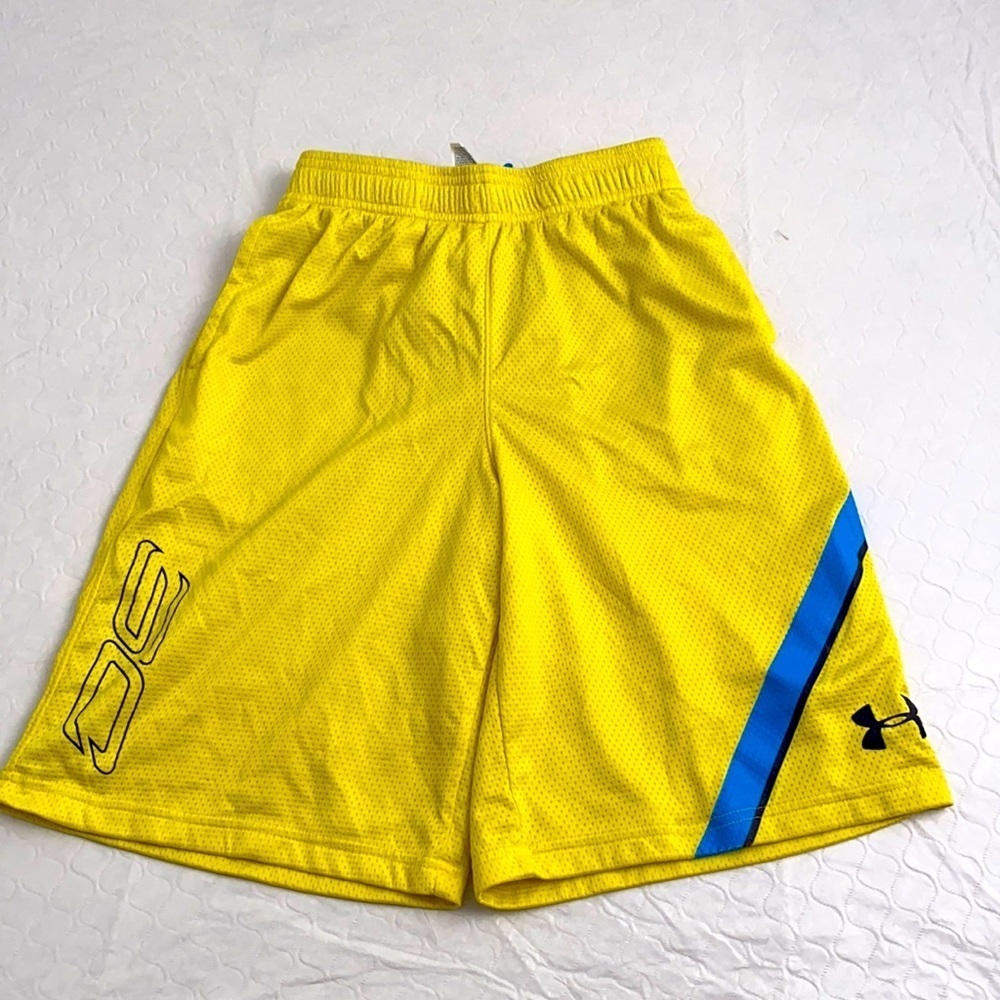 Under Armour neon yellow athletic shorts YM